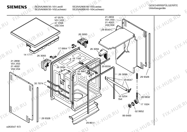 Схема №4 SE25A690II с изображением Краткая инструкция для электропосудомоечной машины Siemens 00587835
