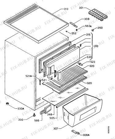 Взрыв-схема холодильника Zanussi ZFC1404T - Схема узла Housing 001