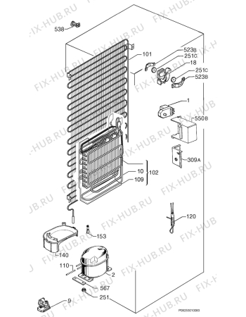 Взрыв-схема холодильника Zanussi Electrolux ZX57/3SI - Схема узла Cooling system 017