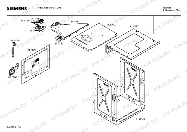 Взрыв-схема плиты (духовки) Siemens HB33058EU - Схема узла 03