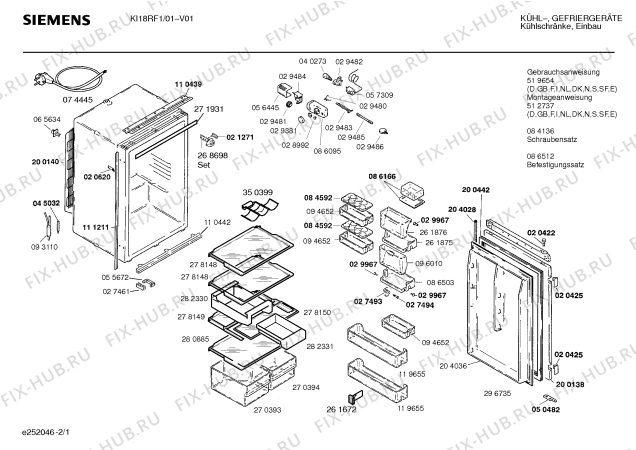 Схема №1 KI18RF1 с изображением Инструкция по эксплуатации для холодильной камеры Siemens 00519654