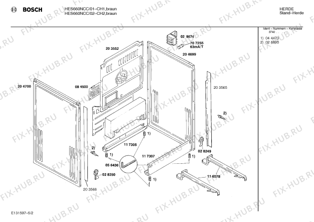 Взрыв-схема плиты (духовки) Bosch HES660NCC - Схема узла 02