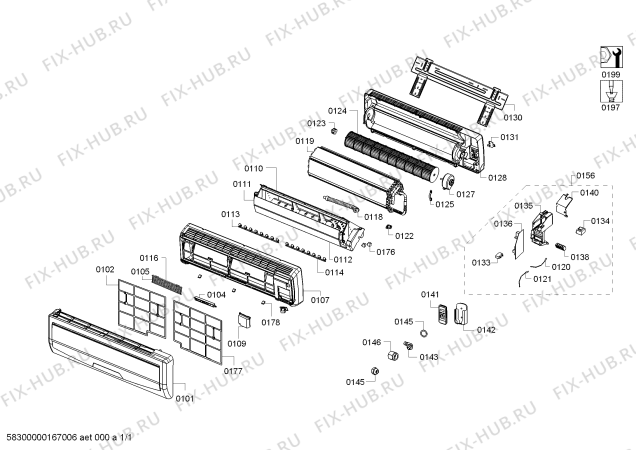 Схема №1 B1ZMI24001 с изображением Испаритель для кондиционера Bosch 00688062