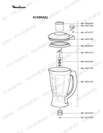 Взрыв-схема блендера (миксера) Moulinex AY45R4(0) - Схема узла EP001376.6P2