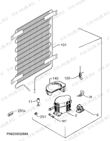 Взрыв-схема холодильника Electrolux ERS2001AOW - Схема узла Cooling system 017