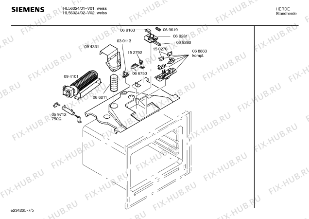 Схема №6 HL56024 Siemens с изображением Инструкция по эксплуатации для духового шкафа Siemens 00583410