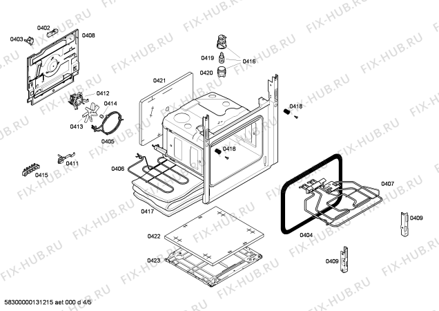 Взрыв-схема плиты (духовки) Bosch HLN423220R - Схема узла 04