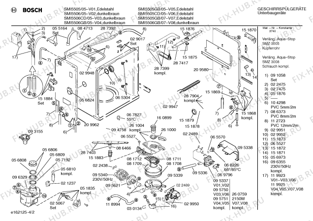 Взрыв-схема посудомоечной машины Bosch SMI5505CD - Схема узла 02