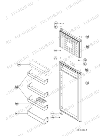 Схема №3 WTE22112 W с изображением Шарнир для холодильной камеры Whirlpool 480132103193