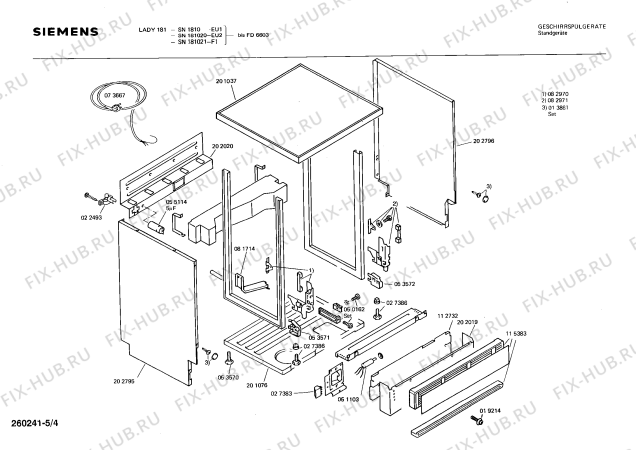 Схема №4 SN1810 с изображением Панель для посудомоечной машины Siemens 00115540