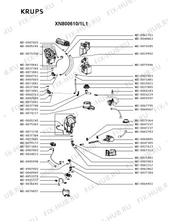 Взрыв-схема кофеварки (кофемашины) Krups XN800610/1L1 - Схема узла OP004448.4P3