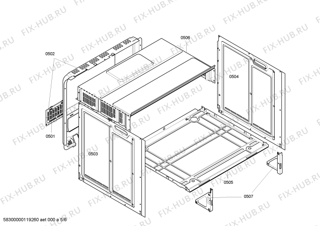 Взрыв-схема плиты (духовки) Siemens HE33U550 - Схема узла 05