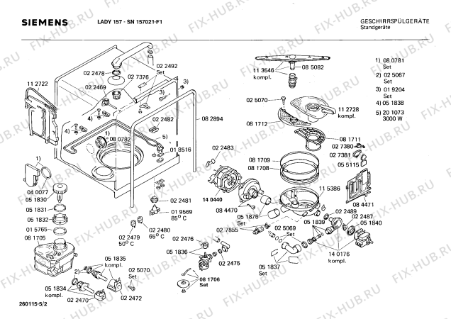 Взрыв-схема посудомоечной машины Siemens SN157021 - Схема узла 02
