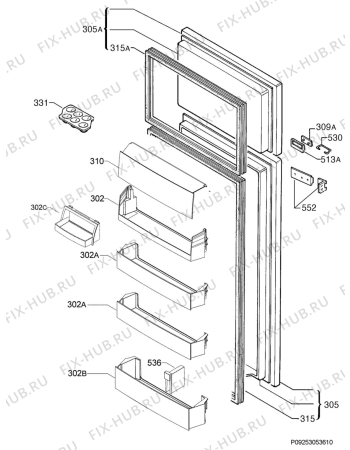 Взрыв-схема холодильника Electrolux EJN2001AOW - Схема узла Door 003