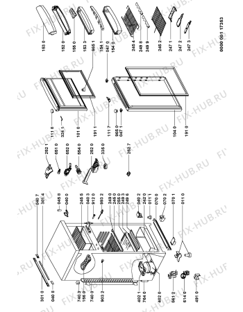 Схема №1 ARZ 905/H с изображением Часть корпуса для холодильной камеры Whirlpool 481941879583