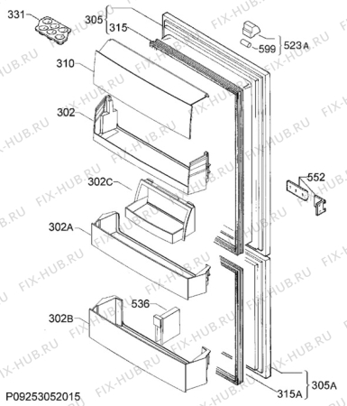 Взрыв-схема холодильника Electrolux ENN2643AOW - Схема узла Door 003
