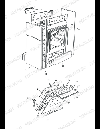 Взрыв-схема плиты (духовки) DELONGHI PGC 554 GB - Схема узла 3