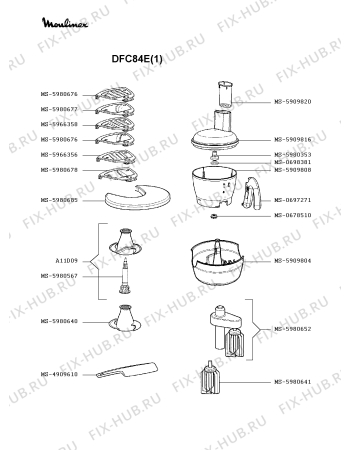 Взрыв-схема кухонного комбайна Moulinex DFC84E(1) - Схема узла HP002604.5P2