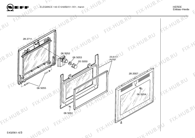 Схема №6 E1242B2 ELEGANCE 142 с изображением Инструкция по эксплуатации для духового шкафа Bosch 00517551