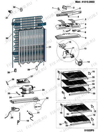 Взрыв-схема холодильника Indesit BIAAA10 (F077346) - Схема узла