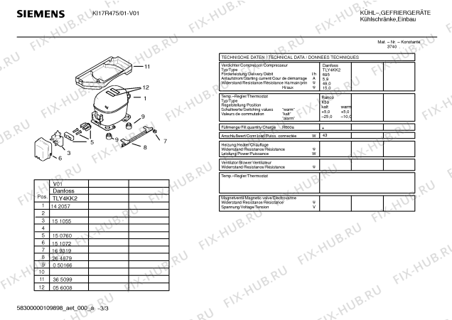 Схема №3 KI17R475 Blendenfarbe weiß с изображением Инструкция по эксплуатации для холодильника Siemens 00598579
