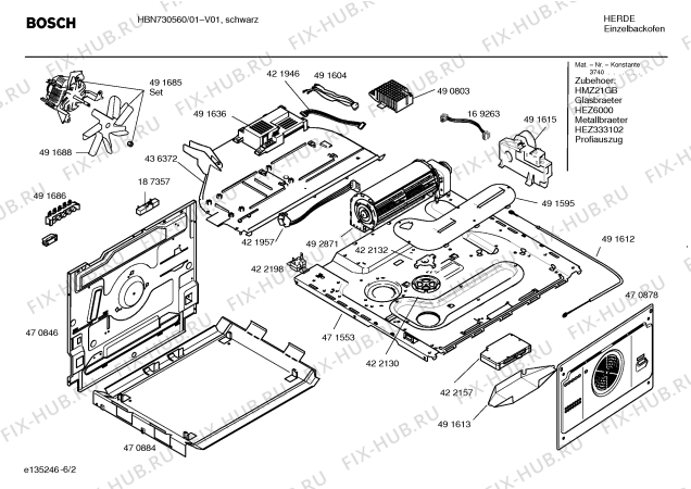 Взрыв-схема плиты (духовки) Bosch HBN730560 - Схема узла 02