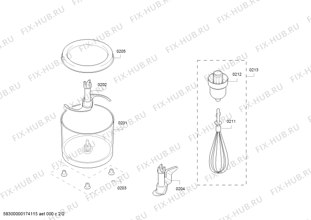 Взрыв-схема блендера (миксера) Bosch MSM87180 MaxoMixx - Схема узла 02