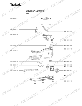 Схема №6 QB625D38/BWA с изображением Элемент корпуса для кухонного измельчителя Moulinex MS-650358