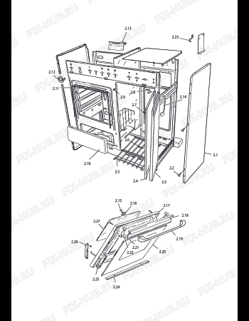 Взрыв-схема плиты (духовки) DELONGHI HGK 854-1 S - Схема узла 2