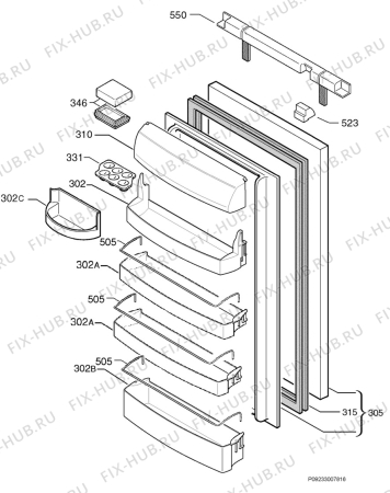 Взрыв-схема холодильника Juno Electrolux JKI9048 - Схема узла Door 003