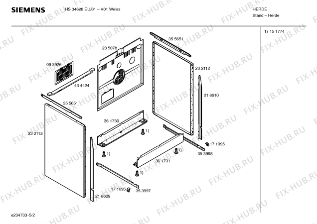 Взрыв-схема плиты (духовки) Siemens HS34628EU - Схема узла 02