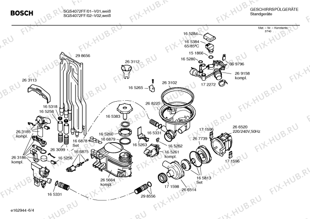 Взрыв-схема посудомоечной машины Bosch SGS4072FF - Схема узла 04