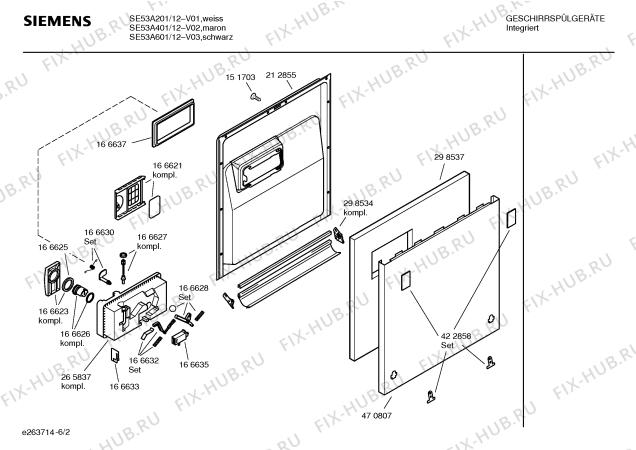 Схема №6 S44E53W1EU с изображением Планка для посудомойки Bosch 00354833