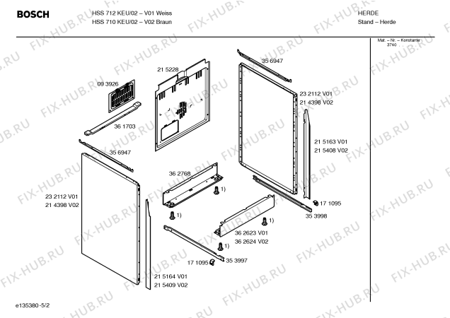 Схема №4 HSS710KEU с изображением Панель для плиты (духовки) Bosch 00350835