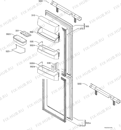 Взрыв-схема холодильника Aeg Electrolux SN91842-4I - Схема узла Door 003