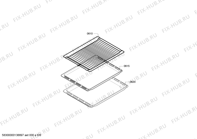 Взрыв-схема плиты (духовки) Siemens HB63AA620J - Схема узла 06