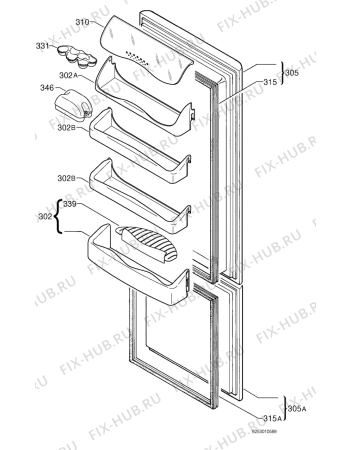 Взрыв-схема холодильника Zanussi Electrolux ZK24/10R3 - Схема узла Door 003