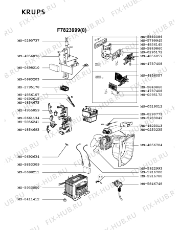 Взрыв-схема микроволновой печи Krups F7823999(0) - Схема узла DP002355.7P3