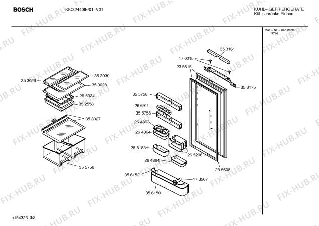 Схема №2 KIC32440IE с изображением Инструкция по эксплуатации для холодильника Bosch 00528817