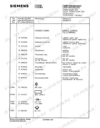 Взрыв-схема телевизора Siemens FS928K4 - Схема узла 08