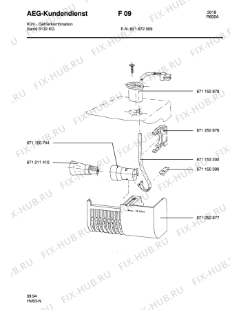 Взрыв-схема холодильника Aeg S3132-1 KG - Схема узла Internal parts refrigerator