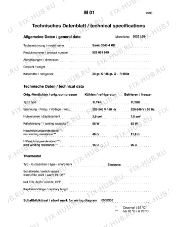 Взрыв-схема холодильника Aeg S3543-4KG - Схема узла Technical features