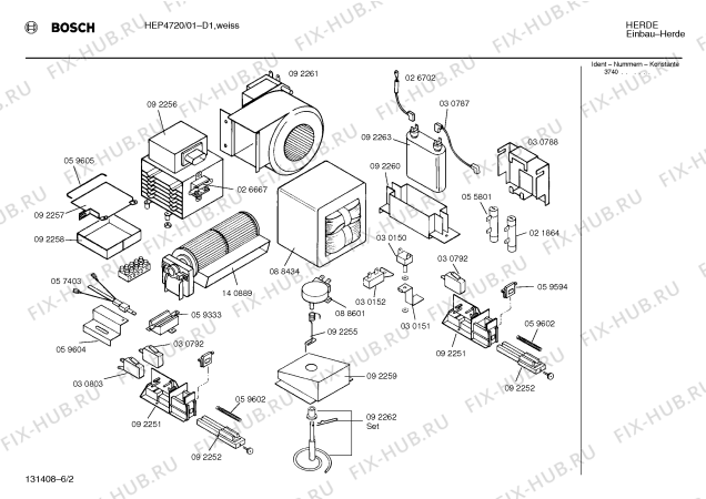 Взрыв-схема плиты (духовки) Bosch HEP4720 - Схема узла 02