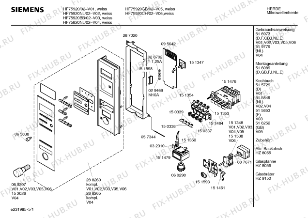 Схема №5 HF75820NL с изображением Панель для микроволновой печи Siemens 00288265