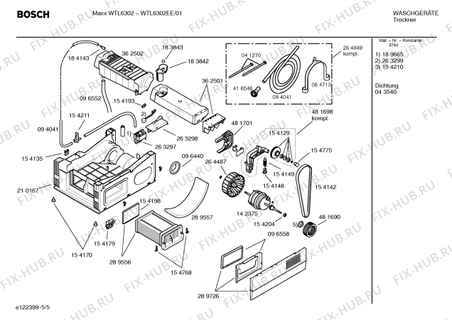 Взрыв-схема сушильной машины Bosch WTL6302EE Maxx WTL6302 - Схема узла 05