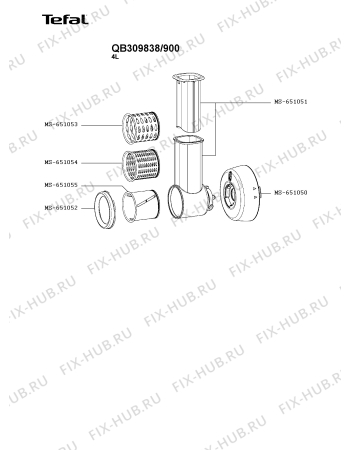 Взрыв-схема кухонного комбайна Tefal QB309838/900 - Схема узла 2P005749.4P4