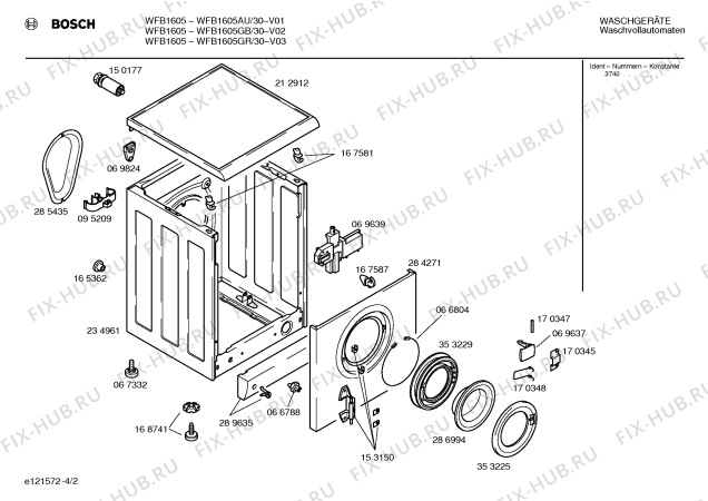 Схема №4 WFB1605AU SILENT & QUICK 800 с изображением Кабель для стиральной машины Bosch 00353521