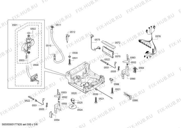 Взрыв-схема посудомоечной машины Bosch SPV69X00RU Super Silence, Made in Germany - Схема узла 05
