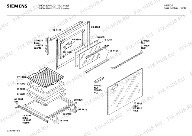 Схема №1 HK44220NL с изображением Панель для плиты (духовки) Siemens 00273620