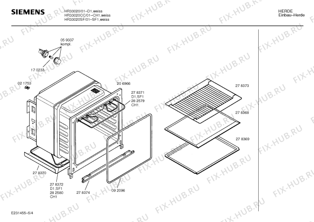 Взрыв-схема плиты (духовки) Siemens HR33020SF - Схема узла 04